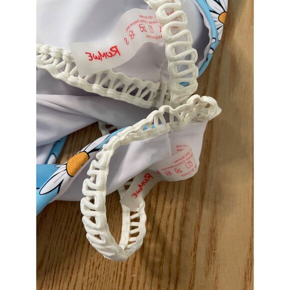 New Women’s 2Pc Sunflower 🌻 print Bikini 👙 Cheeky Swimsuit White Blue Small - Picture 4 of 4